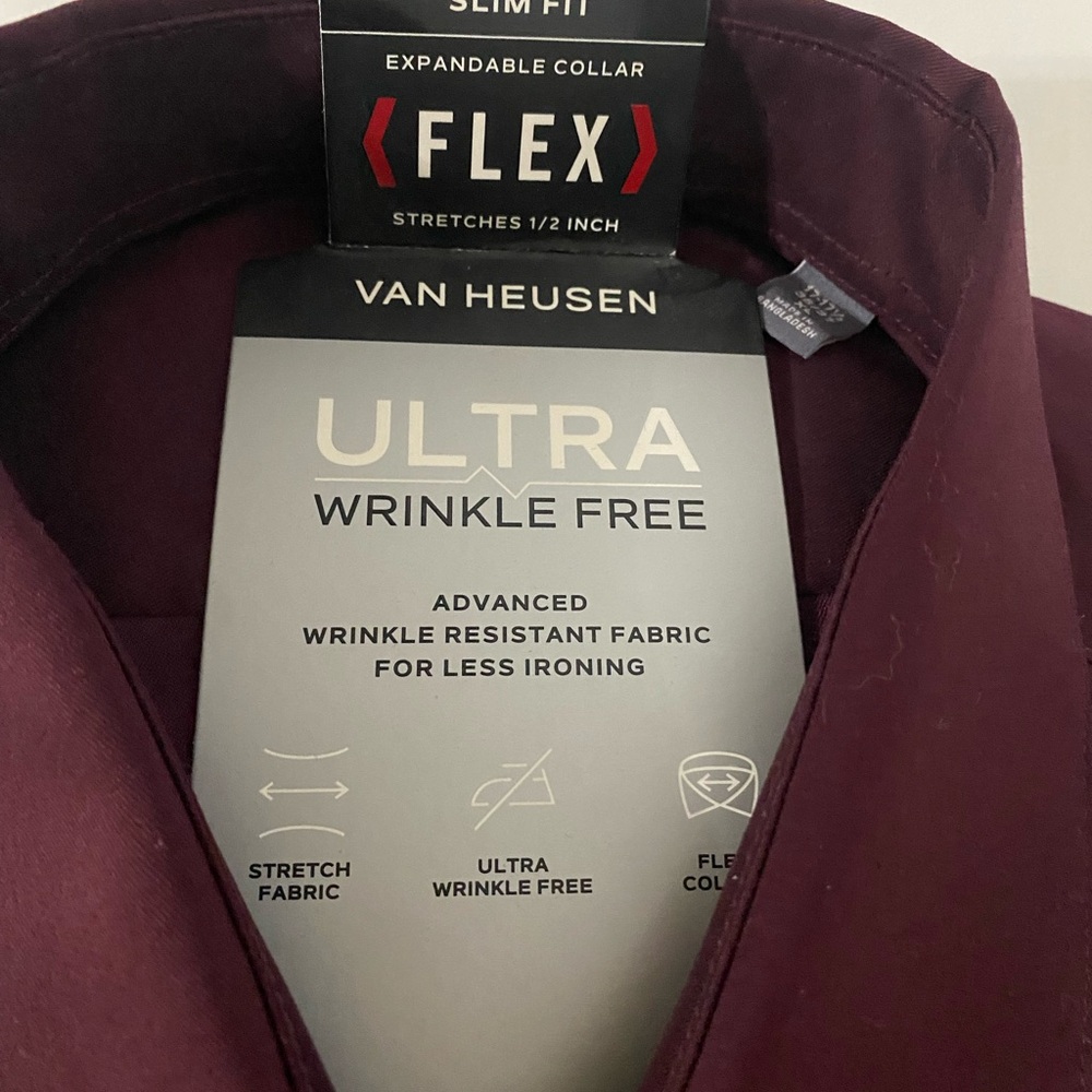 New-Van Heusen Slim Fit Wrinkle Free Long Sleeve Dress Shirt /XL - Picture 4 of 7